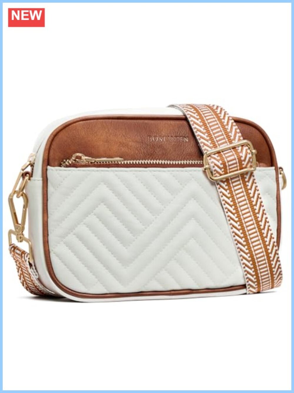 Quilted Small Crossbody Bag Vegan Leather Adjustable Guitar Strap